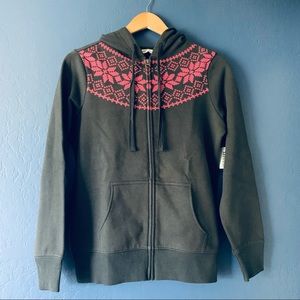 NWT Old Navy Zip-Front Cozy Soft Christmas Grey Hoodie - Small